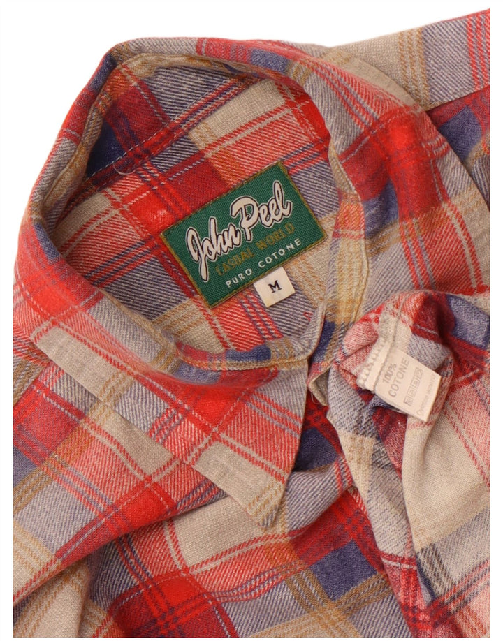 Camisa de franela para hombre John Peel de algodón a cuadros rojos medianos