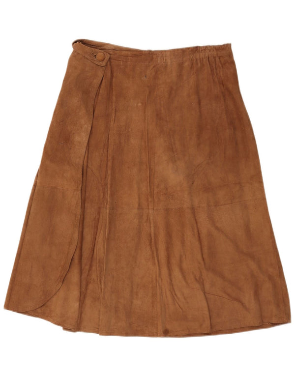 Vintage Mujer Ante Wrap Falda W30 Marrón Medio