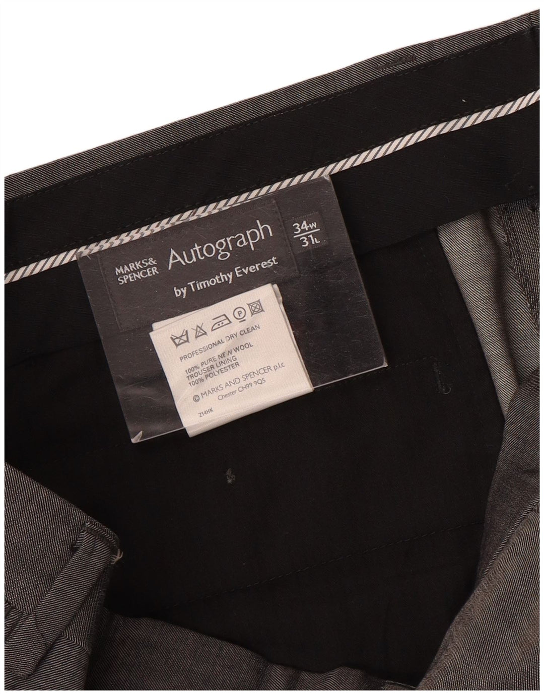 Marks & Spencer Pantalones de traje rectos Autograph para hombre W34 L31 Lana gris