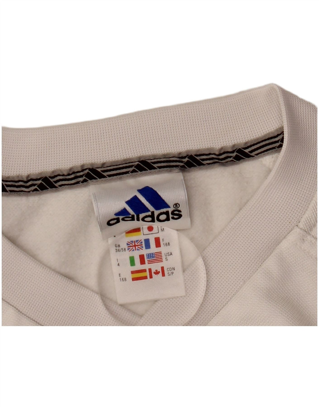 ADIDAS - Sudadera holgada para hombre, talla 36/38, poliéster blanco pequeño