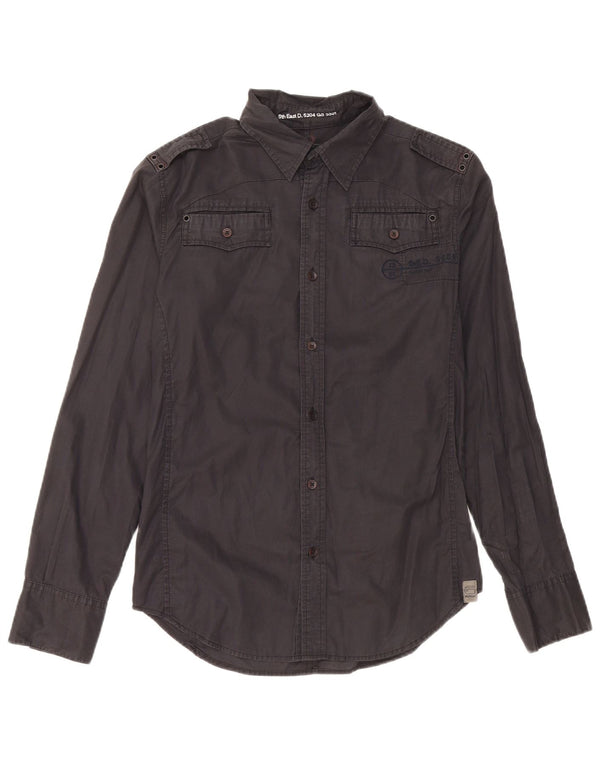G-Star Hombre Camisa Militar Pequeña Algodón Negro