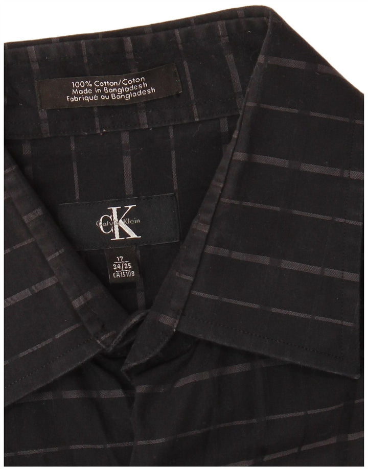 Camisa CALVIN KLEIN para hombre Talla 17 XL Algodón a rayas negro
