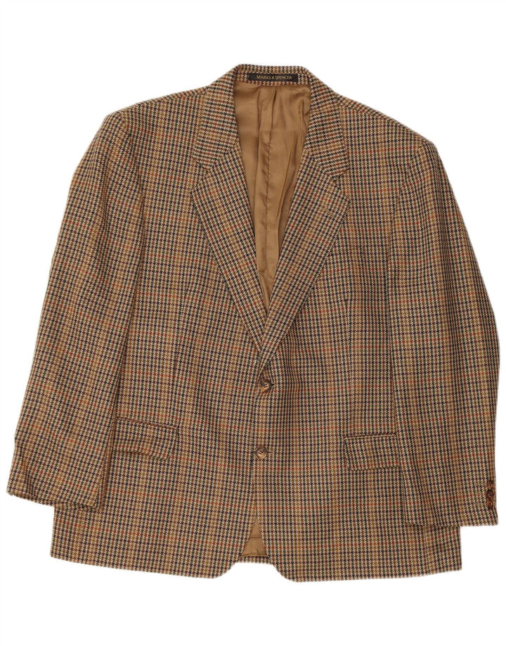 Marks & Spencer Chaqueta tipo blazer de 2 botones para hombre UK 44 2XL Marrón Pata de gallo