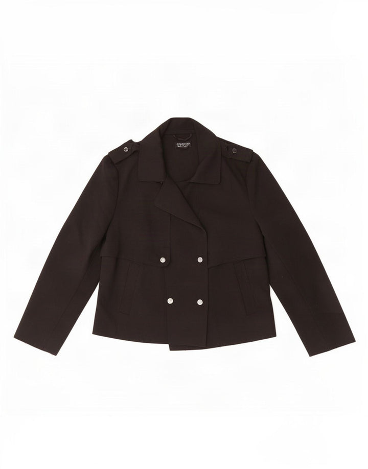 Topshop Gabardina corta para mujer UK 42 Poliéster negro mediano