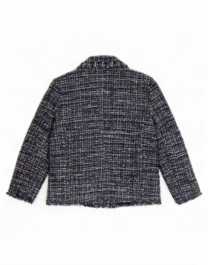 Zara Chaqueta Blazer De 4 Botones para Mujer Reino Unido 42 Medio Azul Moteado