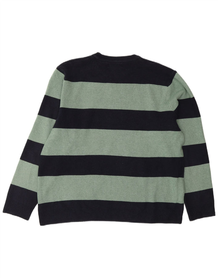Marks & Spencer - Jersey de cuello redondo para hombre, talla XL, color azul marino a rayas