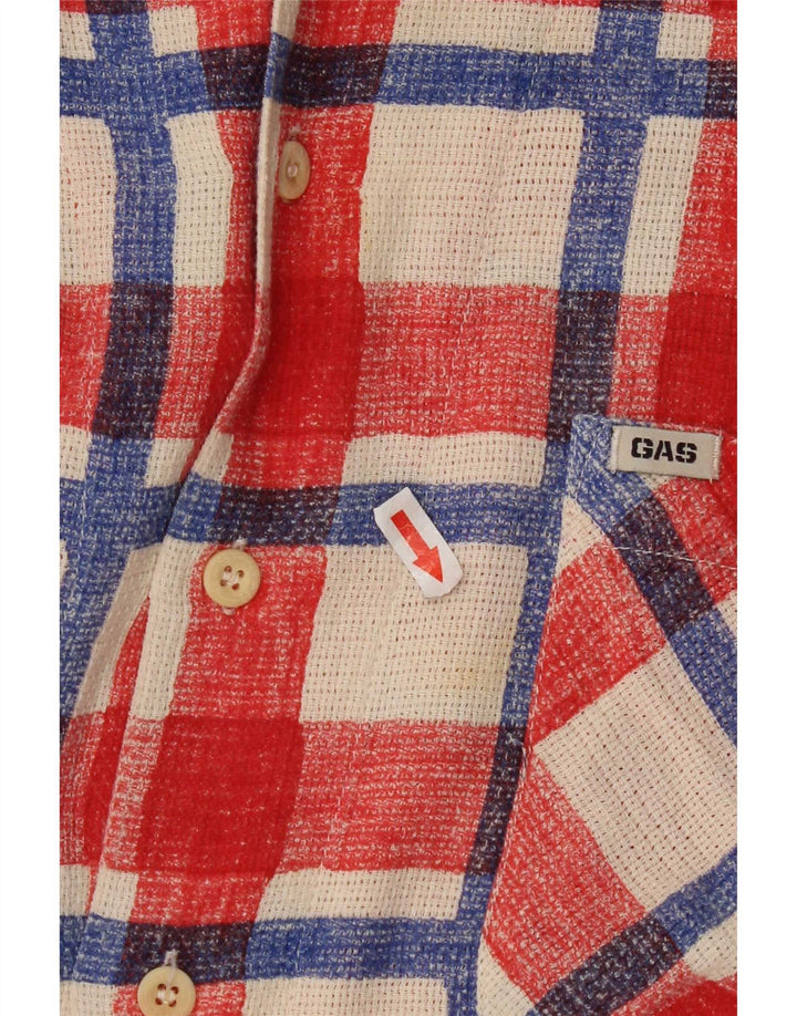 Camisa Gas Hombre XL Cuadros Rojos Algodón