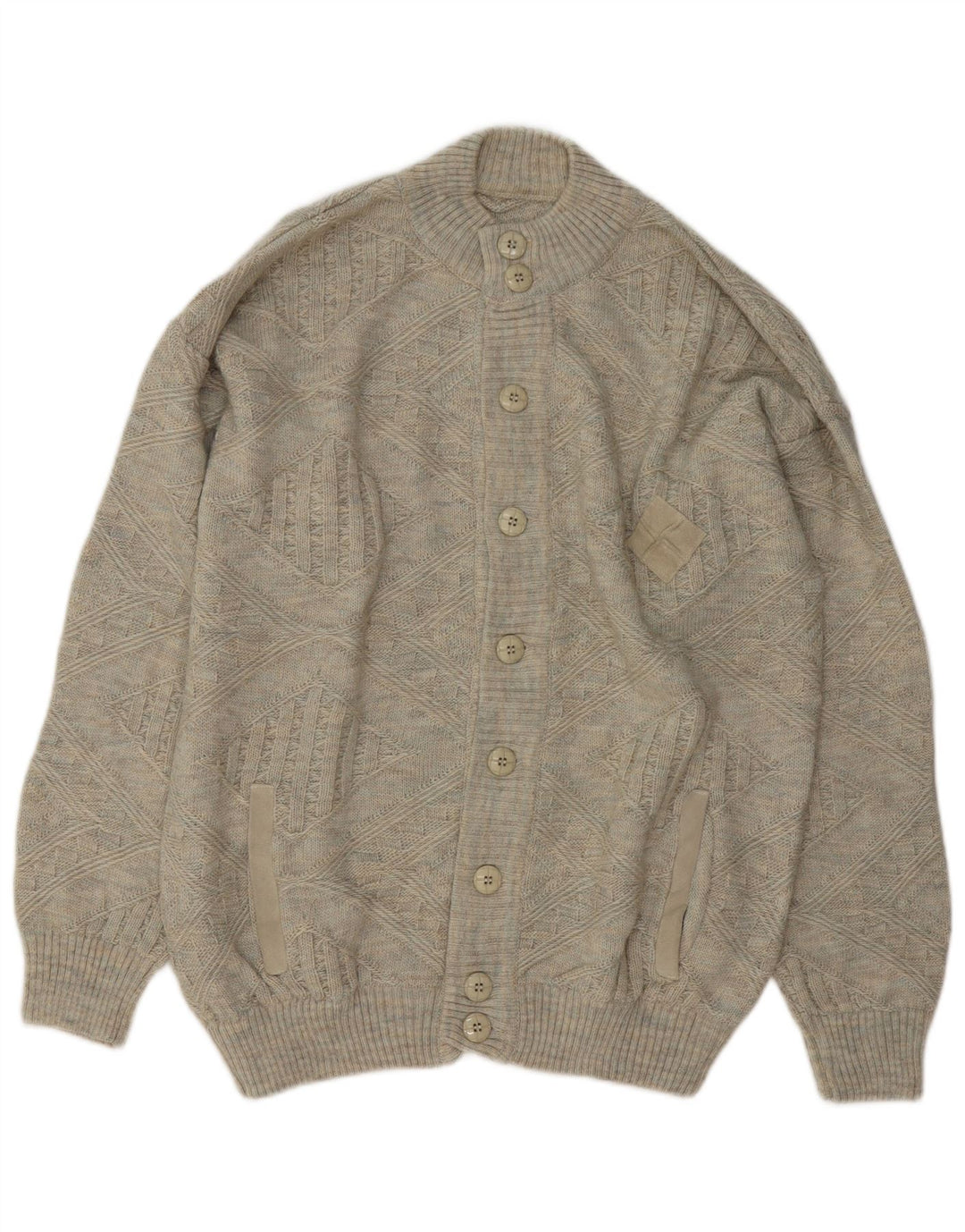 Vintage hombres Cardigan suéter IT 52 lana gris grande