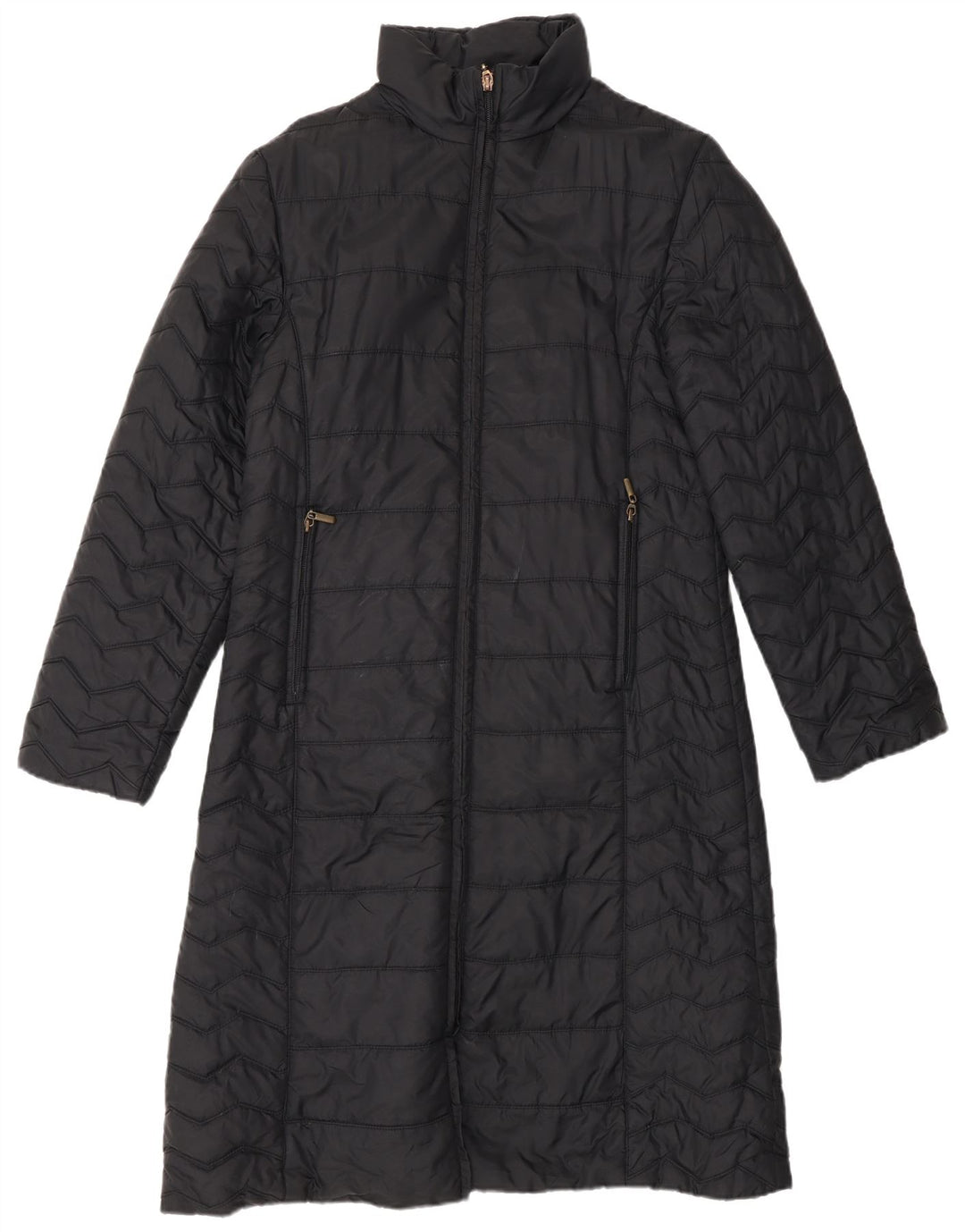 Zara Mujer Abrigo Acolchado UK 44 Grande Nylon Negro
