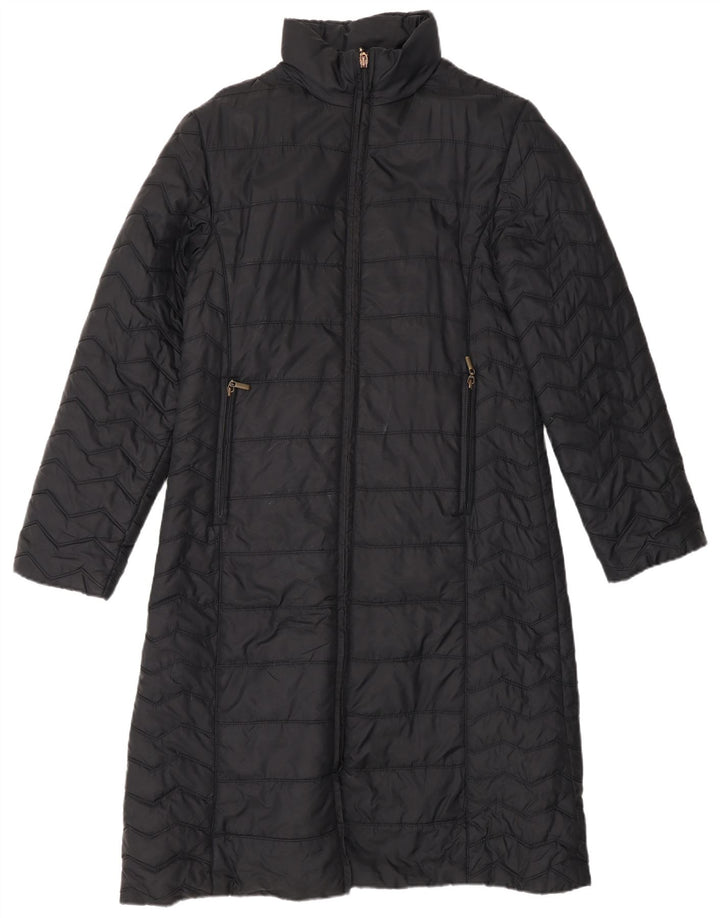 Zara Mujer Abrigo Acolchado UK 44 Grande Nylon Negro