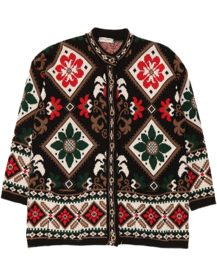 BELLISIMO Suéter tipo cárdigan extragrande para mujer Reino Unido 16 Grande Negro Fair Isle