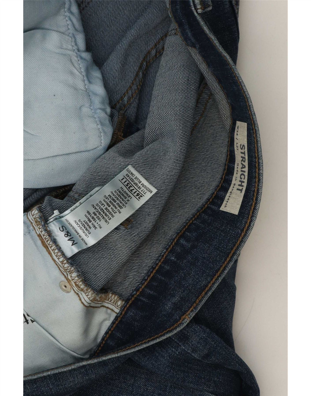 Marks & Spencer Vaqueros rectos para hombre W34 L27 Algodón azul
