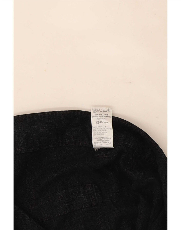Marks & Spencer Pantalones Capri para Mujer UK 12 Medium W32 Lino Negro