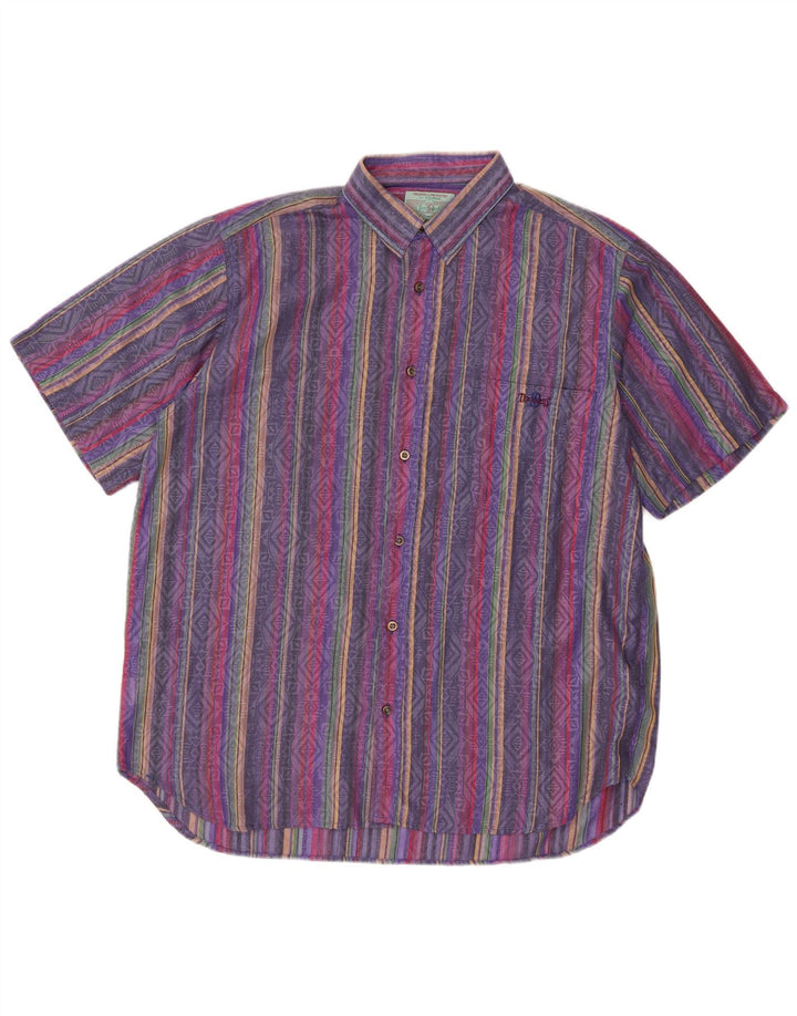 Colmar Camisa de manga corta para hombre Ten Yards Poliéster a rayas violeta medio