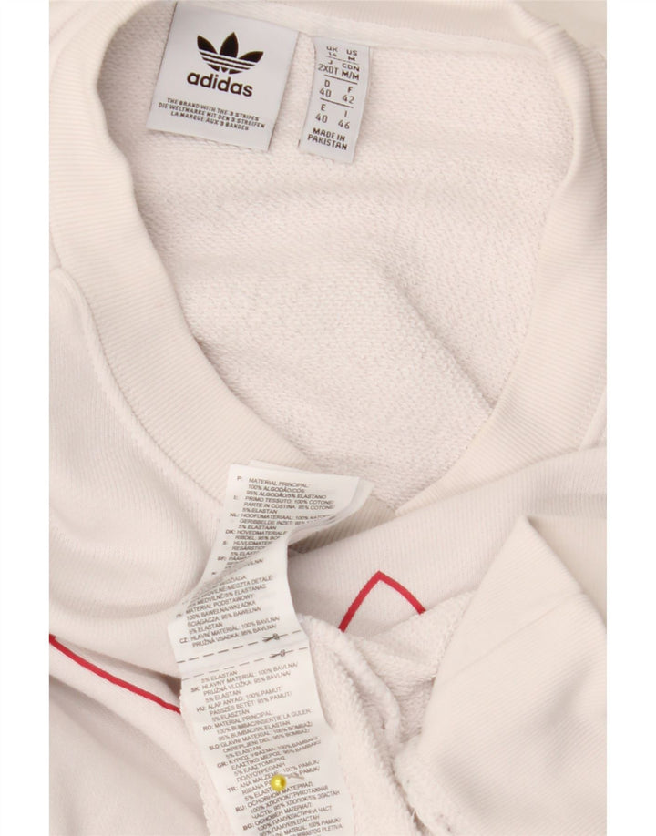 ADIDAS Sudadera gráfica para mujer Jumper UK 14 Grande Algodón blanco