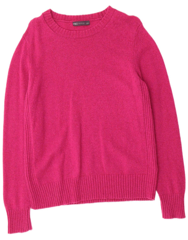 Marks & Spencer Suéter tipo jersey con cuello barco para mujer Reino Unido 44 Grande Lana de cordero rosa