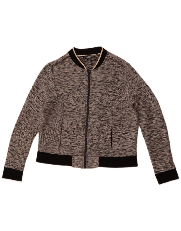 Tommy Hilfiger Chaqueta superior de chándal para mujer Reino Unido 12 Algodón moteado gris medio