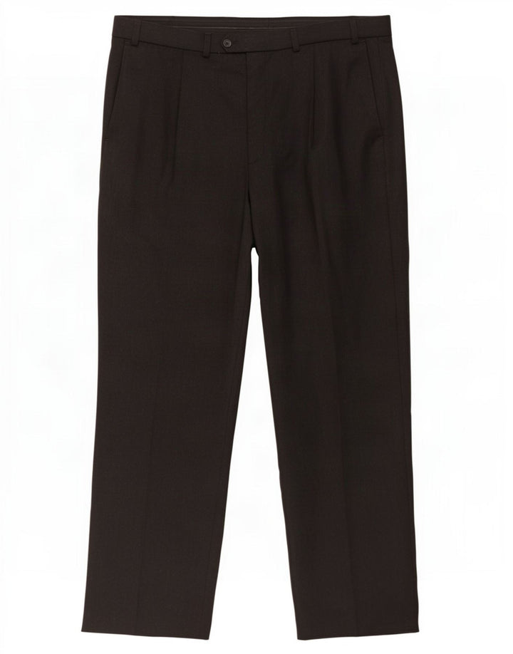 Marks & Spencer Pantalón de traje recto para hombre W40 L31 Lana gris