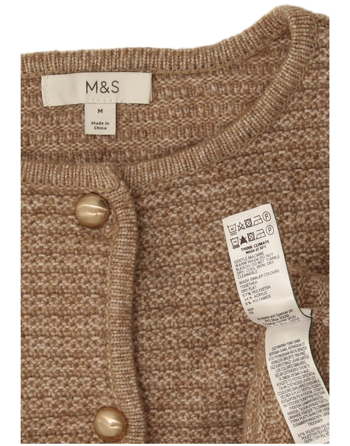 Marks & Spencer Suéter tipo cárdigan corto para mujer UK 44 Poliéster marrón medio