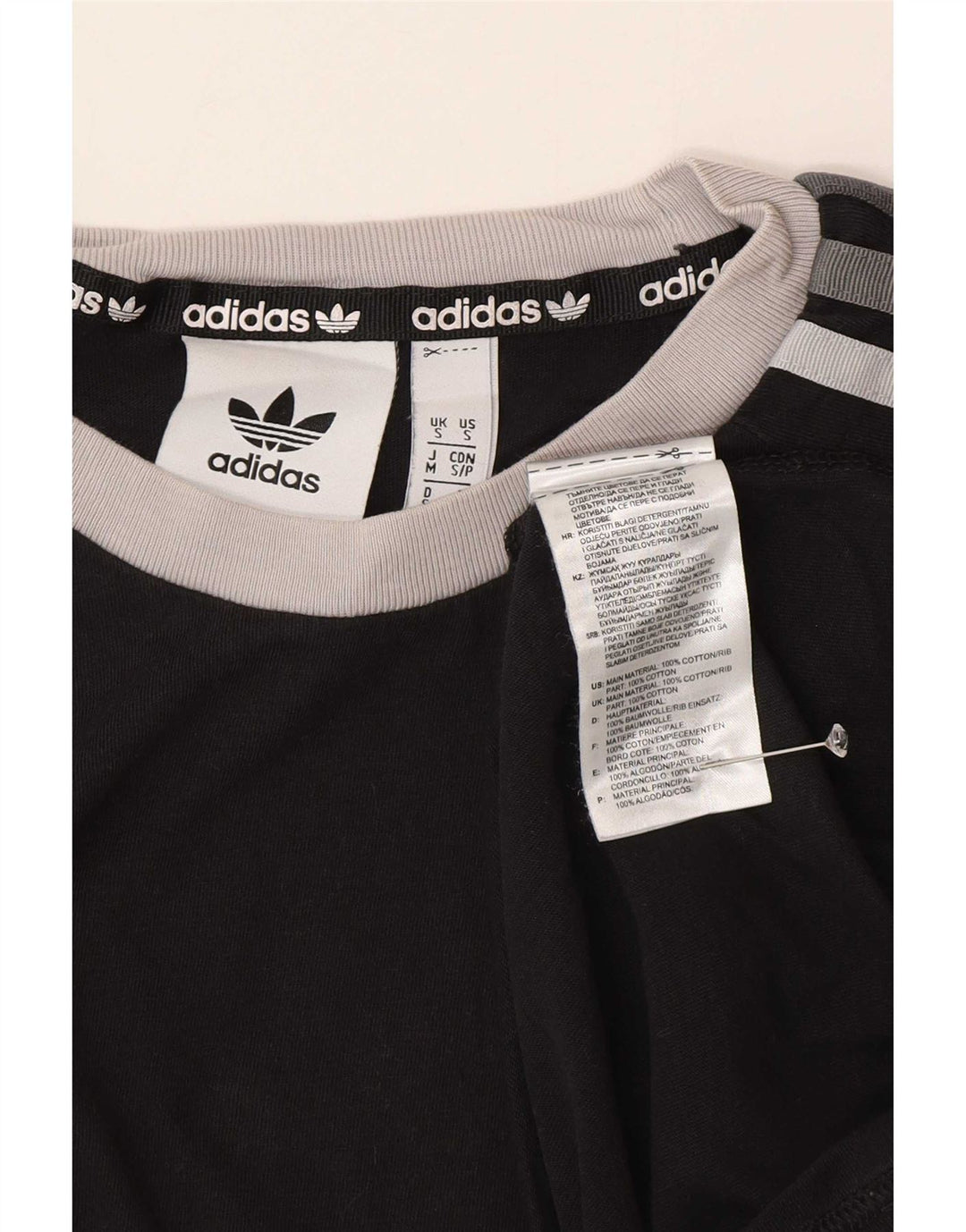 Adidas - Camiseta para hombre, talla pequeña, algodón negro