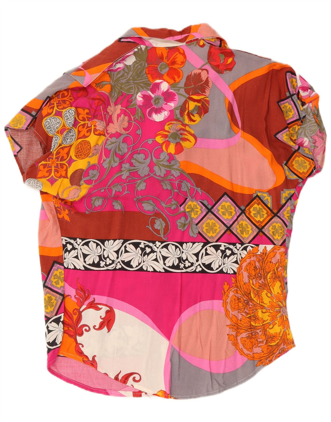 ALBA FORNARI Camisa extragrande para mujer Reino Unido 10 Pequeño patchwork multicolor