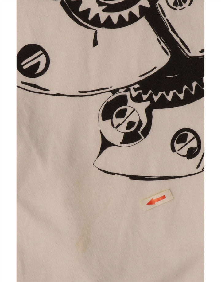 VINTAGE Sudadera con cuello con cremallera y gráfico para hombre Jumper 2XL Algodón blanco