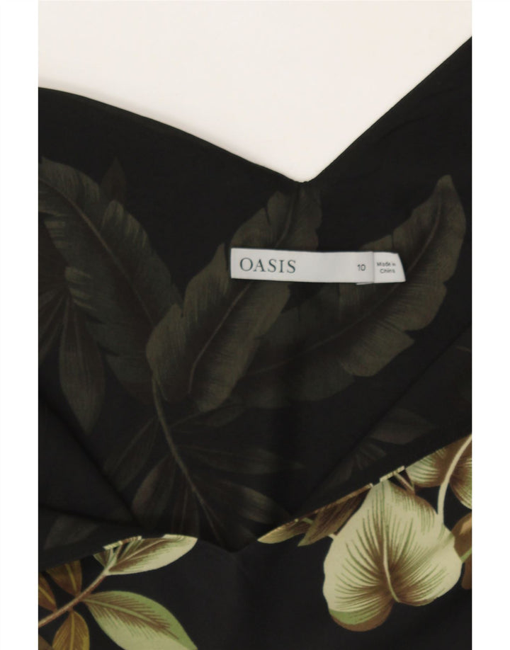 OASIS Womens Cami Top UK 10 Small Black Floral Polyester Vintage Oasis and Second-Hand Oasis from Messina Hembry 