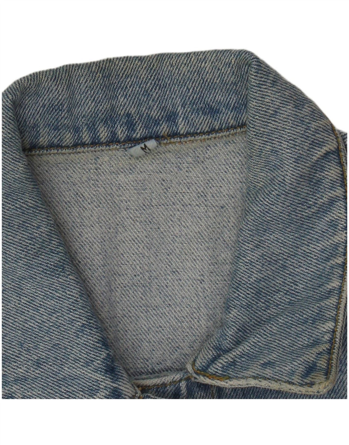 VINTAGE Mujer Denim Gilet Reino Unido 14 Algodón Azul Medio