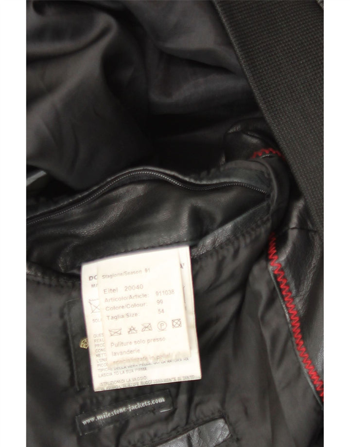 Milestone Chaqueta de cuero bomber para hombre IT 54 2XL Cuero negro