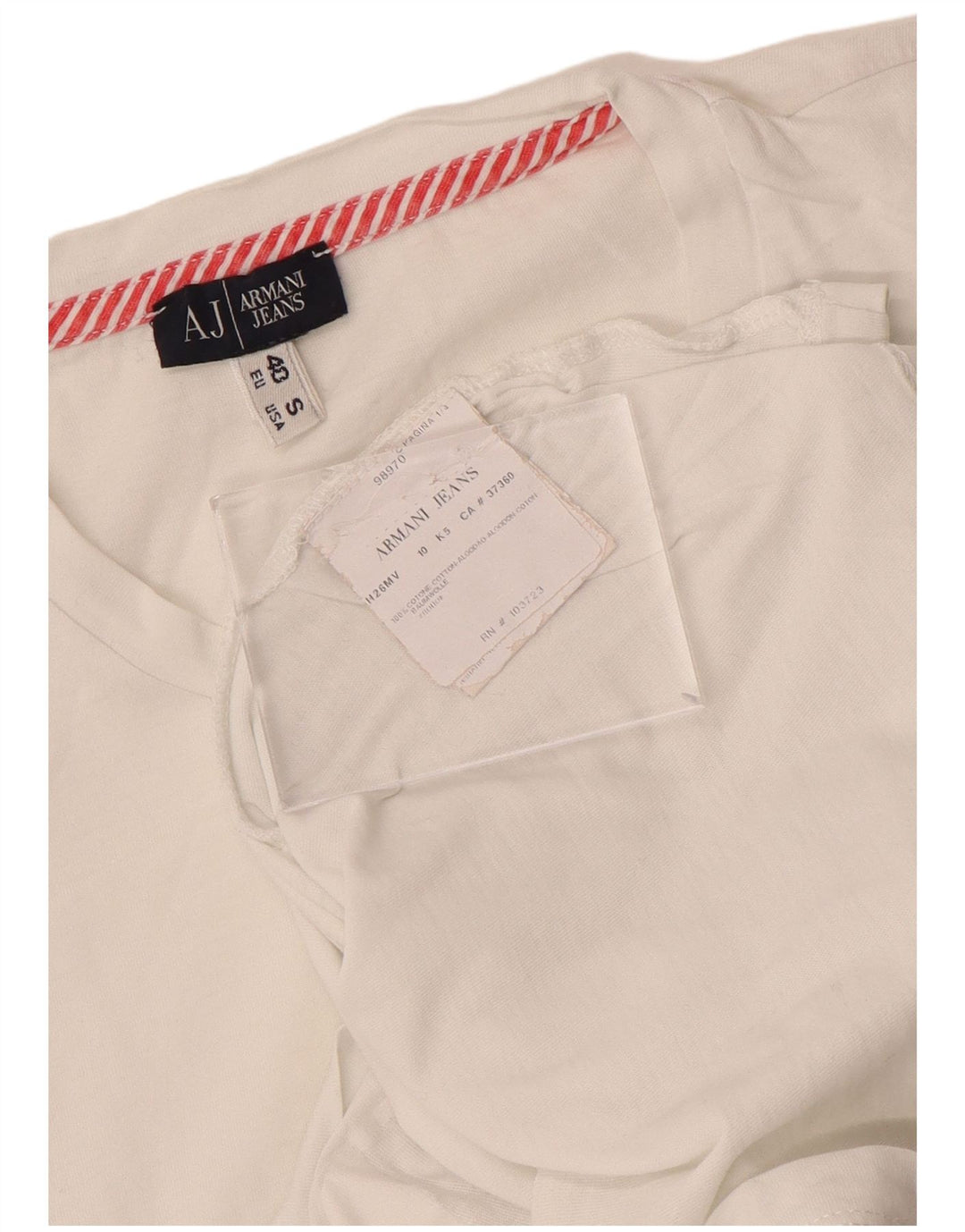 ARMANI JEANS Camiseta gráfica para mujer Top EU 40 Mediano Blanco Algodón