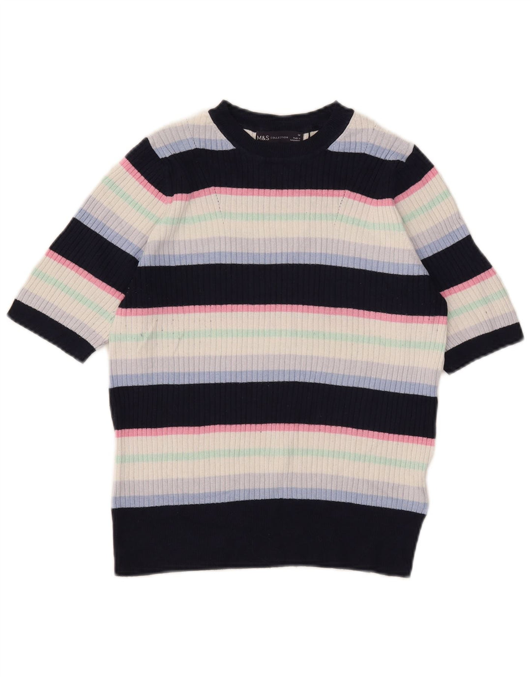 Marks & Spencer Jersey con cuello barco para mujer, talla 44, talla mediana, azul marino