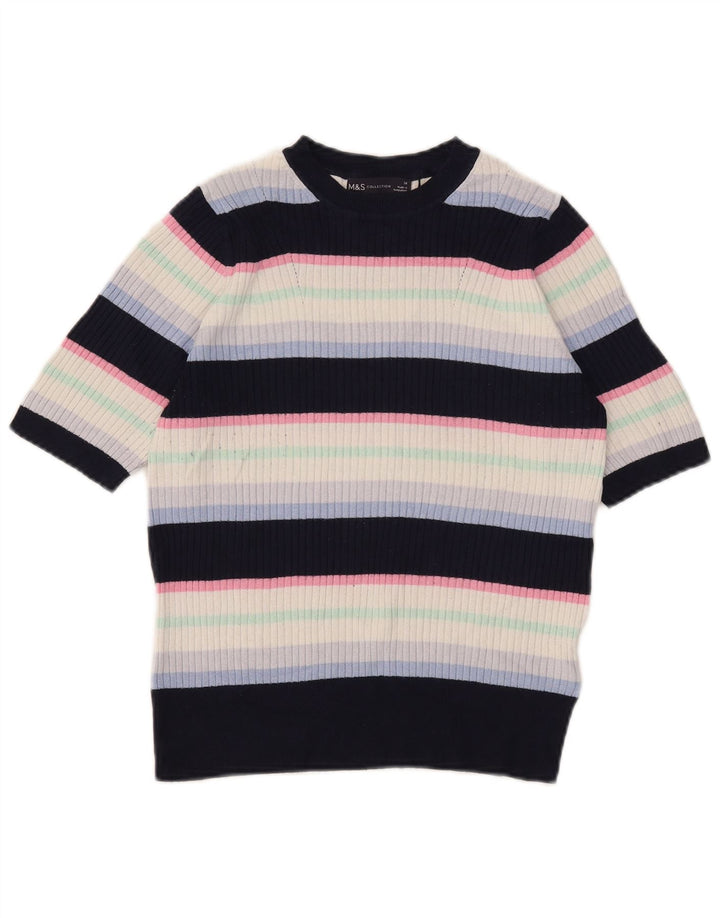 Marks & Spencer Jersey con cuello barco para mujer, talla 44, talla mediana, azul marino