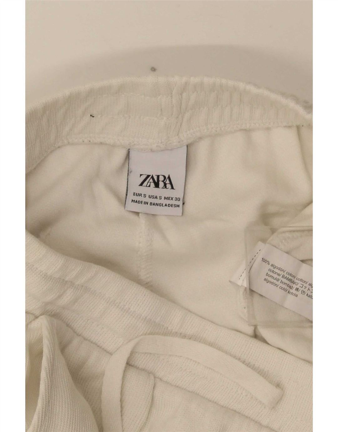 Zara Hombre Shorts Deportivos Pequeños Algodón Blanco