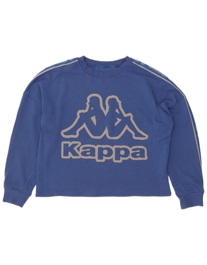 Kappa Mujer Tezenis Crop Graphic Sudadera Jumper UK 44 Azul Medio