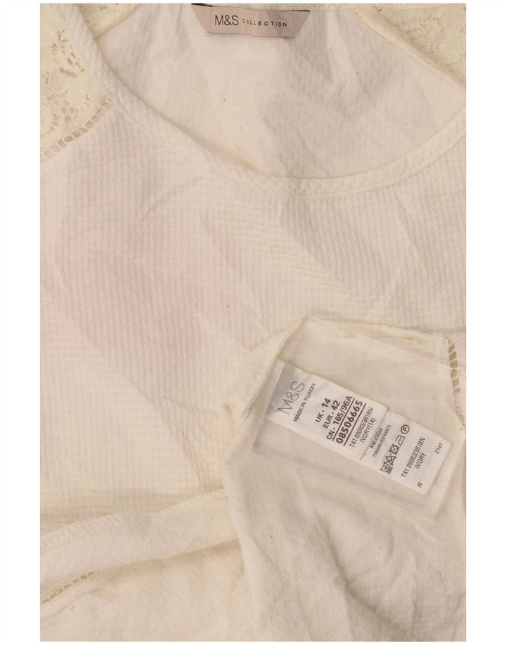 Marks & Spencer Top para mujer manga 3/4 UK 44 Grande Algodón blanco