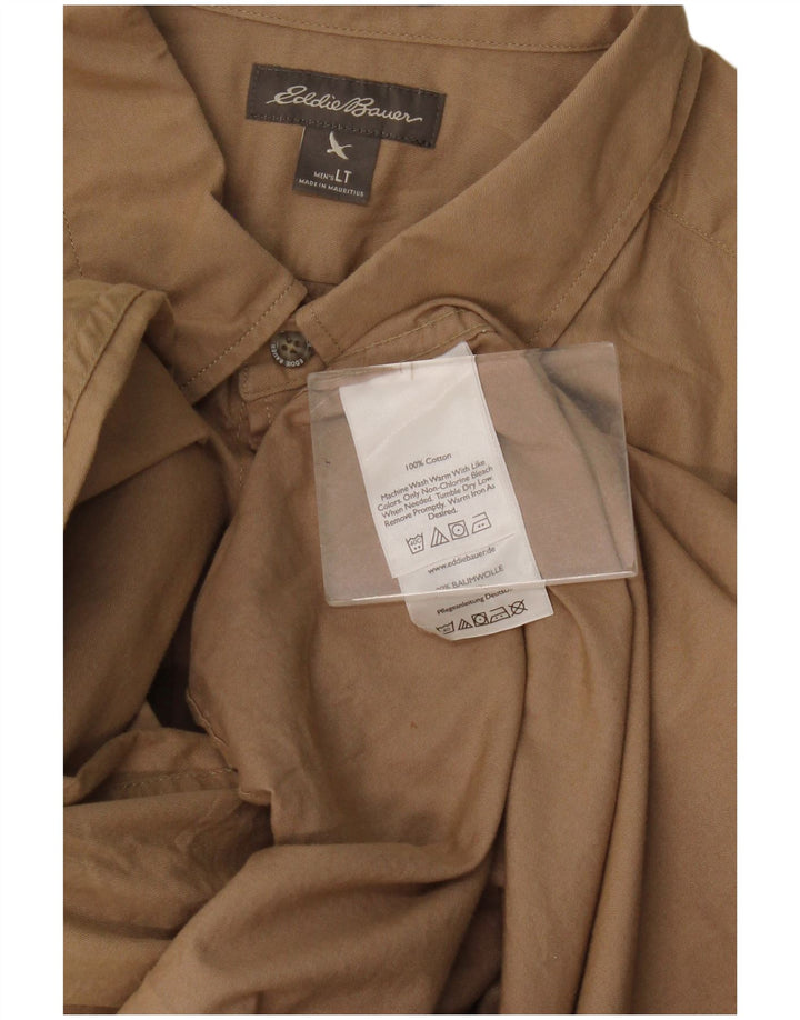Eddie Bauer Camisa alta para hombre Algodón beige grande