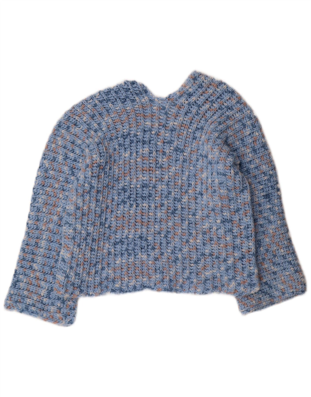 Vintage mujer V-cuello jumper suéter Reino Unido 12 azul medio moteado
