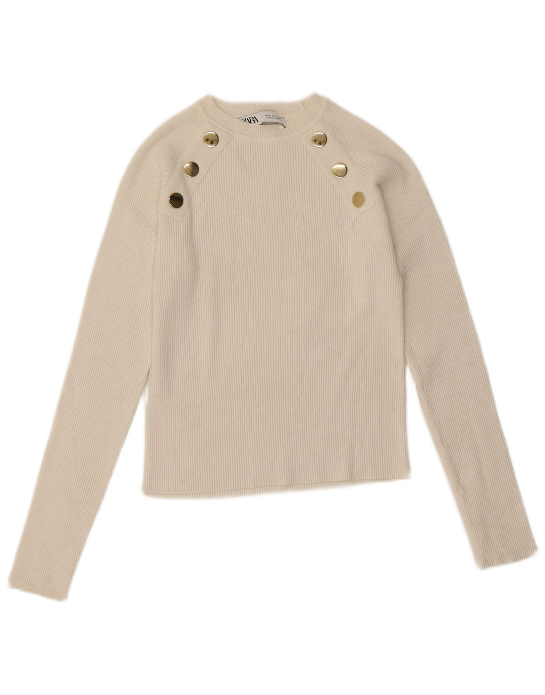 Zara Mujer Crop Top Manga Larga UK 42 Medium Blanco