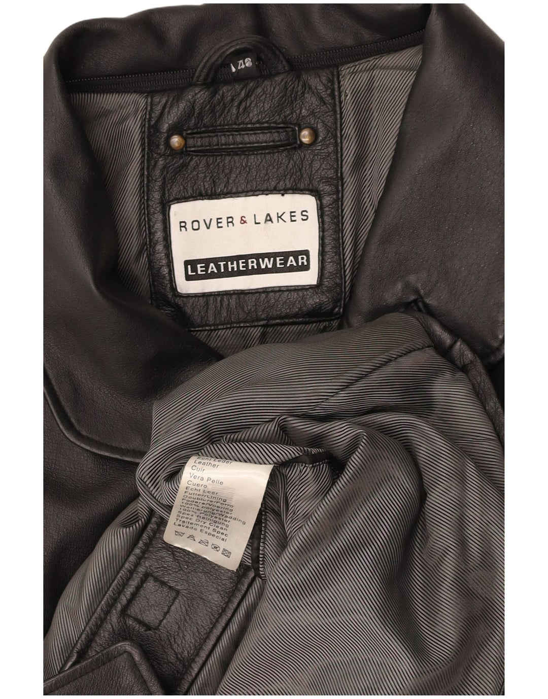 ROVER&LAKES Abrigo de cuero para hombre IT 48 Cuero negro mediano