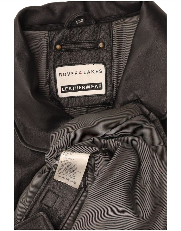 ROVER&LAKES Abrigo de cuero para hombre IT 48 Cuero negro mediano
