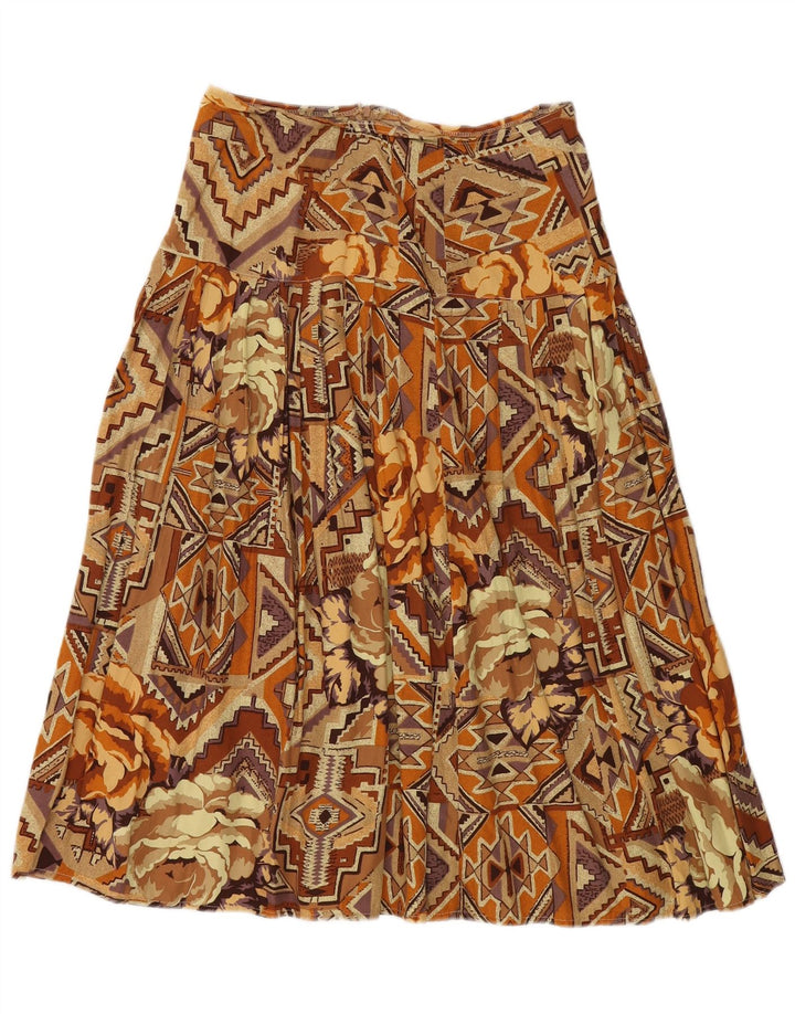 VINTAGE Falda Plisada Mujer Mediana W30 Marrón Patchwork Algodón