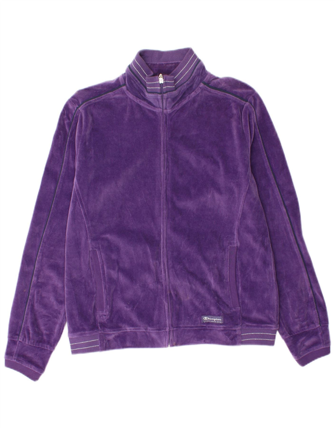 CHAMPION Chaqueta superior de chándal de terciopelo para mujer Reino Unido 14 Algodón morado mediano