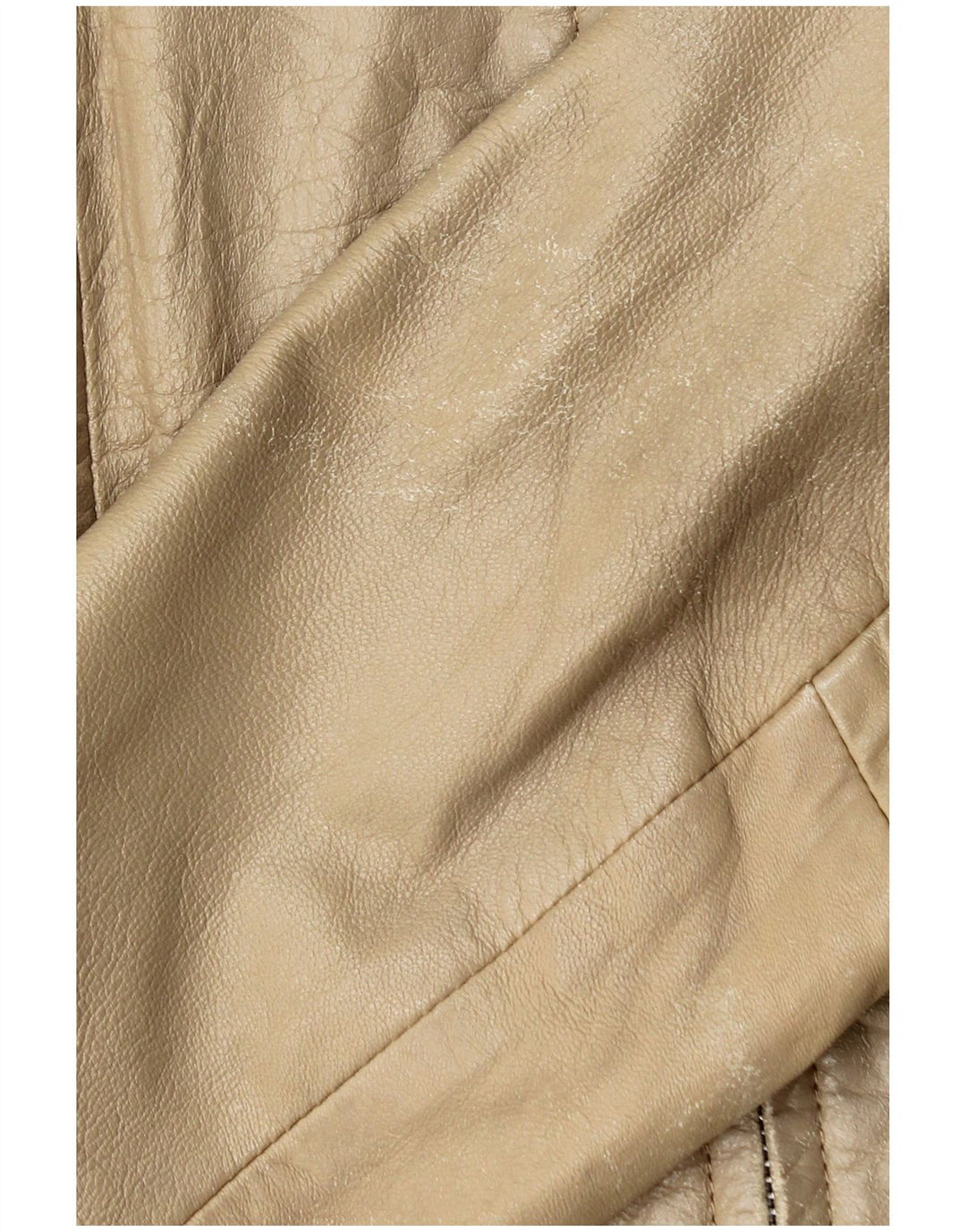 Zara Mujer Crop Chaqueta De Cuero UK 44 Grande Cuero Beige