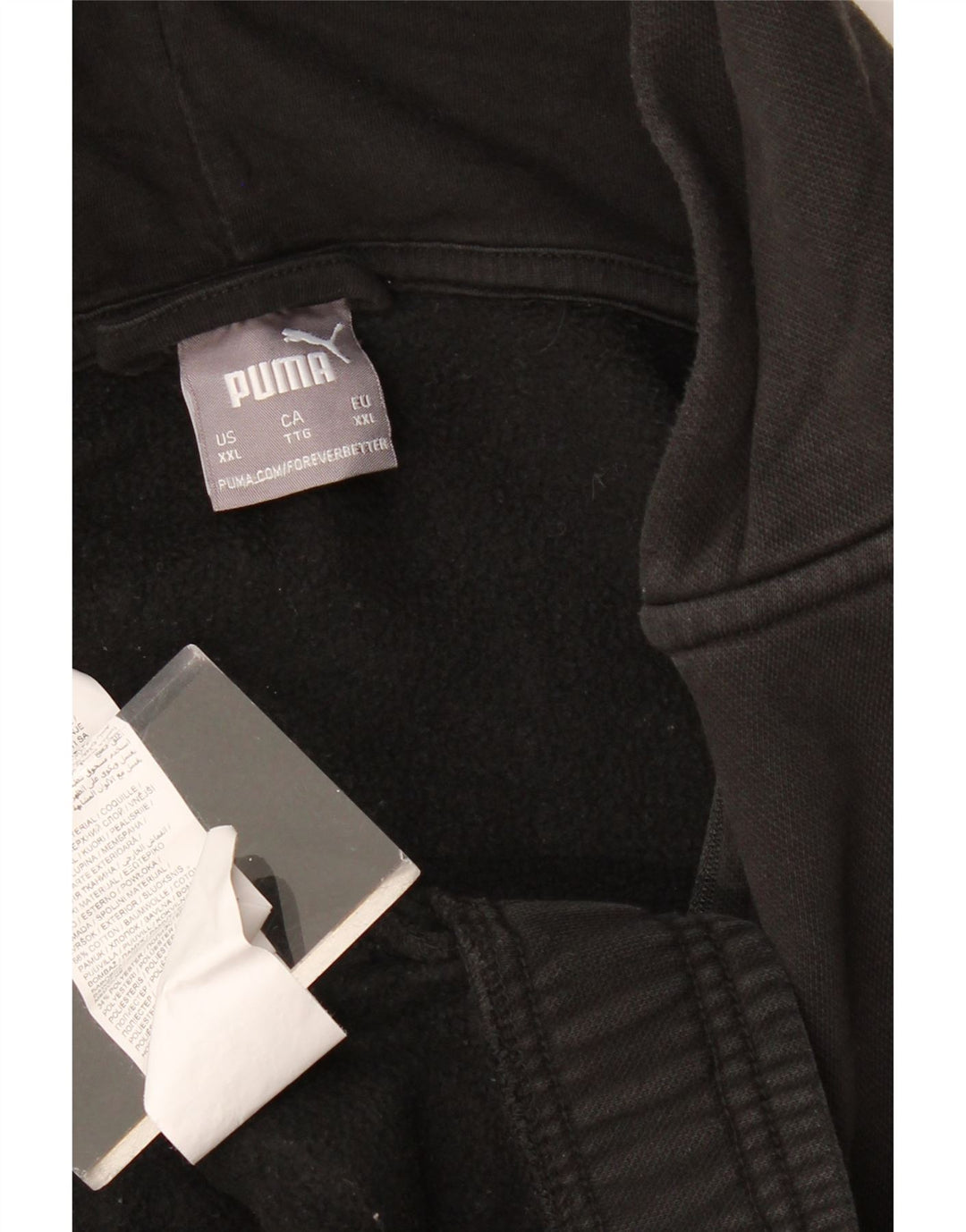 PUMA Sudadera con capucha y cremallera para hombre 2XL Algodón negro con bloques de color