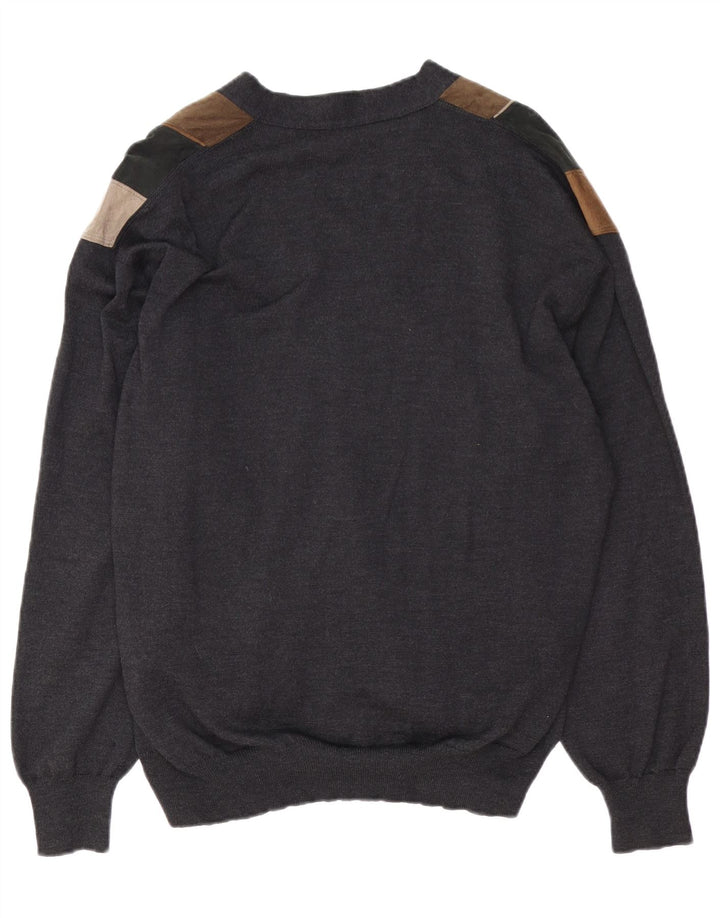 DALMINE Suéter tipo cárdigan de ante para hombre IT 52 Large Grey Colourblock