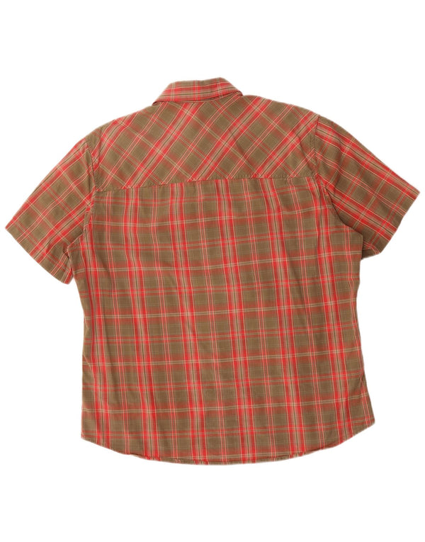 JACK WOLFSKIN Mens Short Sleeve Shirt UK 36/38 Medium Khaki Check Cotton