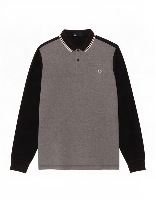 Fred Perry Polo De Manga Larga Para Hombre De Algodón Color Block Gris Grande