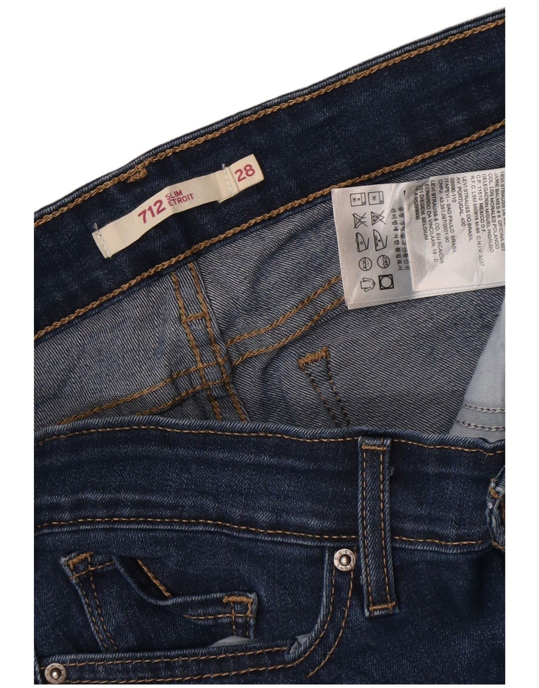 Vaqueros Levi's Mujer 712 Slim W28 L31 Algodón Azul