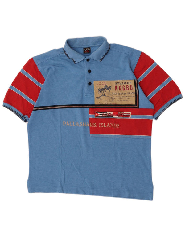 Paul & Shark Polo gráfico para hombre de algodón color block en azul medio