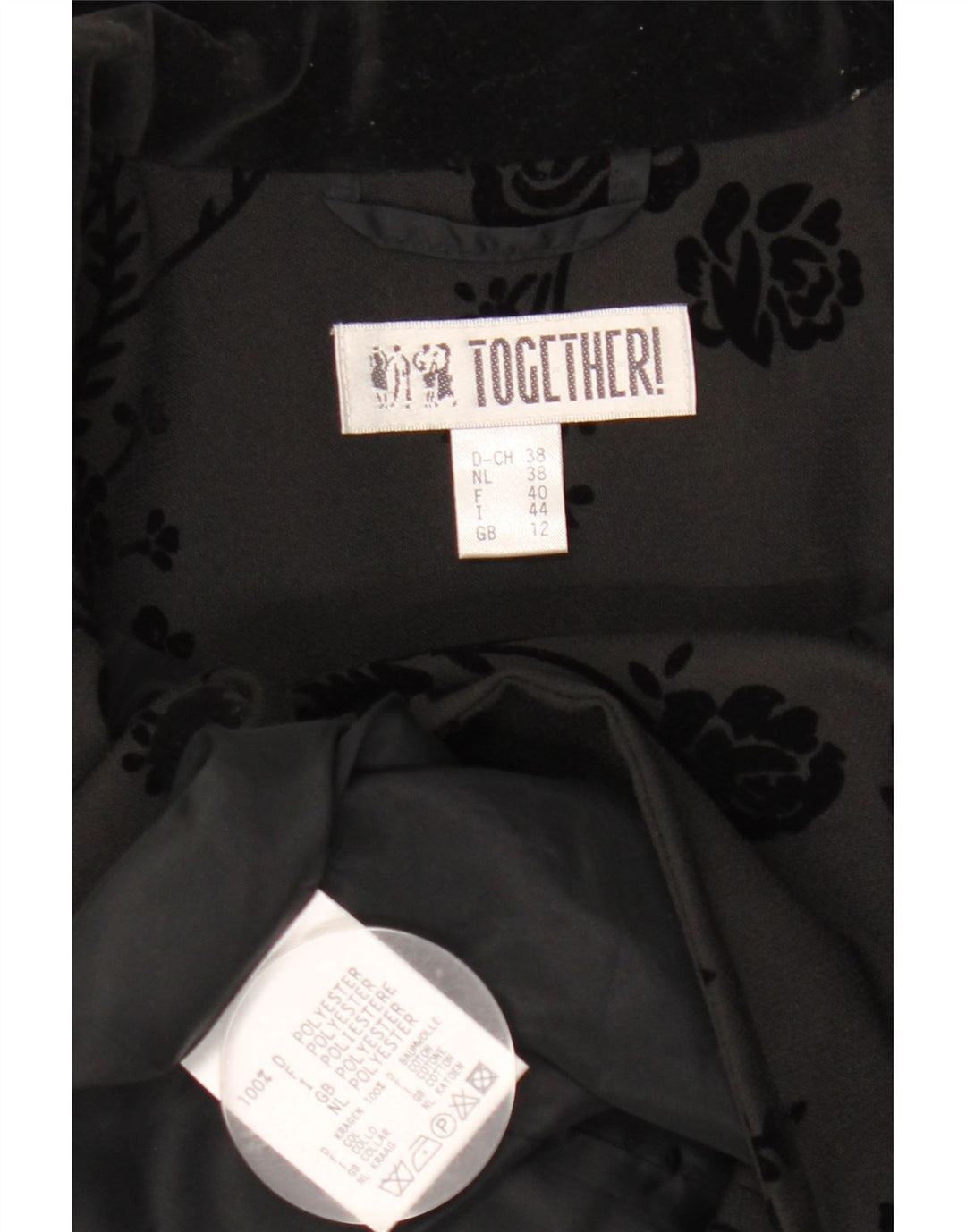 Together Chaqueta tipo blazer larga con 2 botones para mujer UK 40 Medium Black Floral